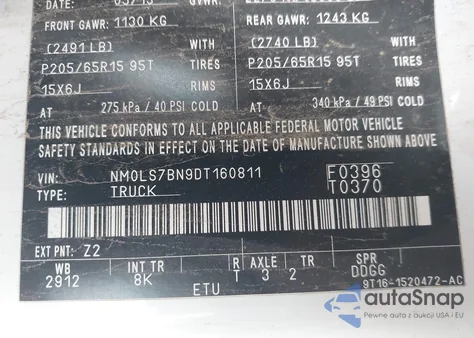 2013 Ford Transit Connect Xlt z USA, uszkodzony, nr VIN NM0LS7BN9DT160811